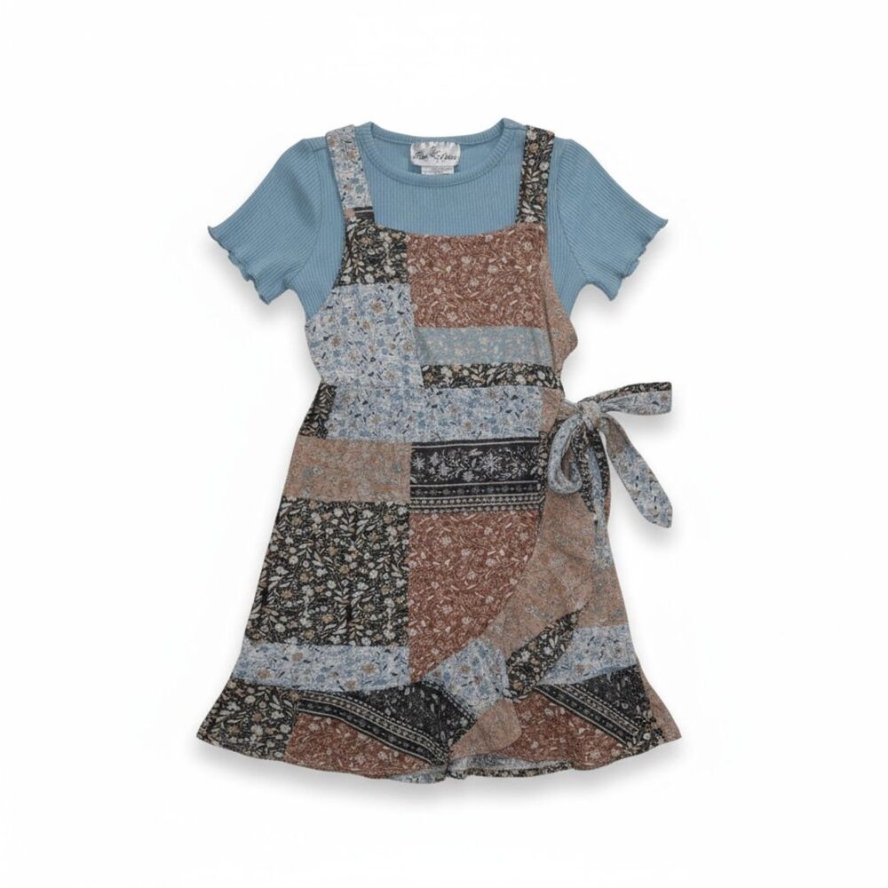 NWT Rare Editions Girls 2-Piece Outfit Size 5 – Blue Ribbed Top & Patchwork Set